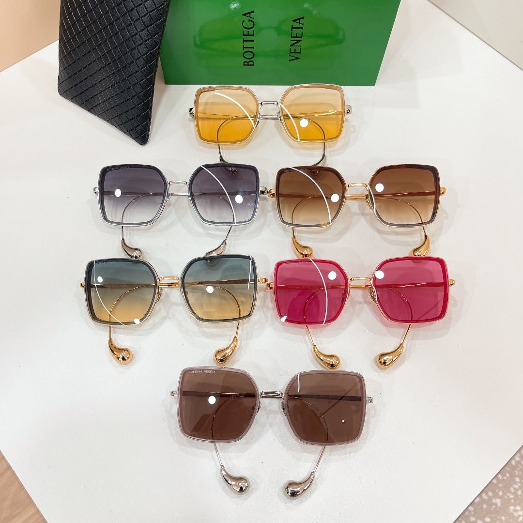 Assorted Bottega Veneta sunglasses with colored frames and tinted square lenses