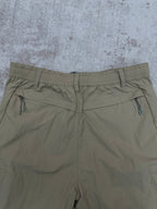 Light olive pants with elastic waistband and front drawcord