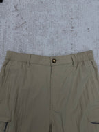 Light olive pants waistband with button and belt loops