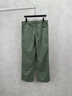 Olive green Louis Vuitton pants, back view with two rear pockets and belt loops