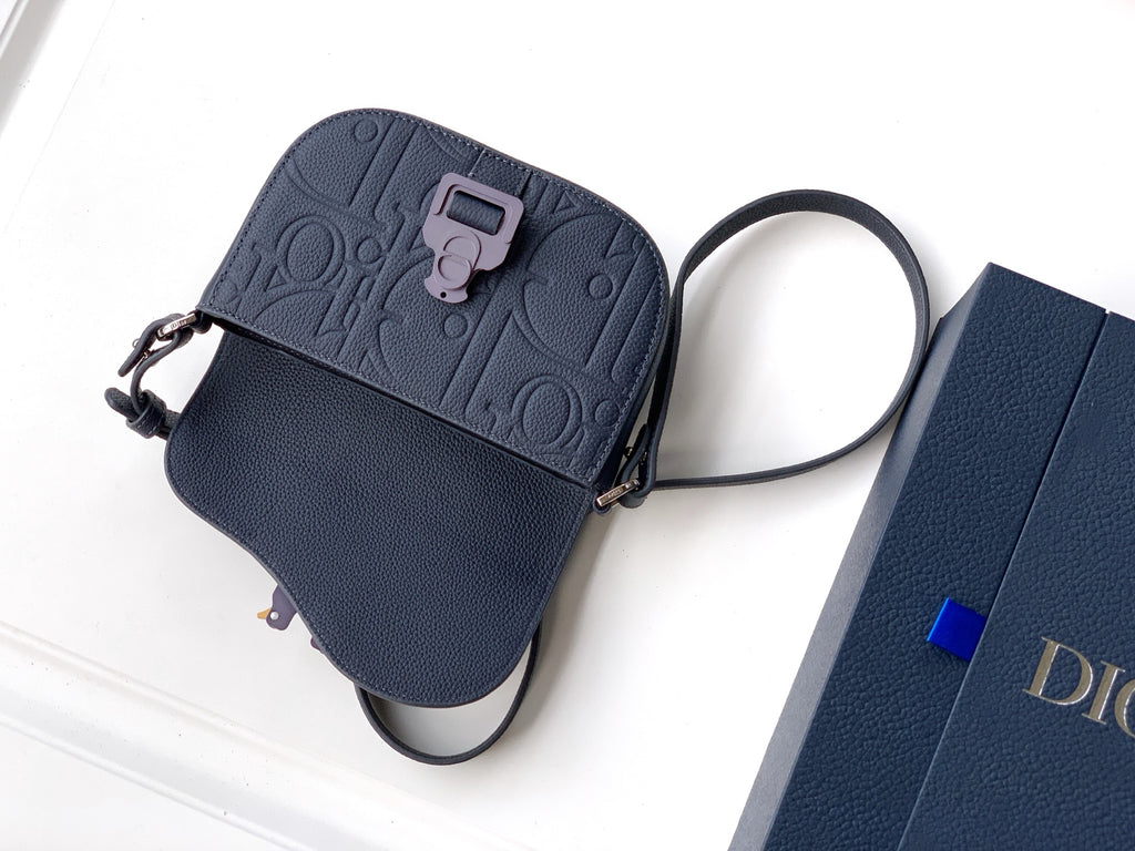Navy blue Dior crossbody bag with detachable straps and front flap