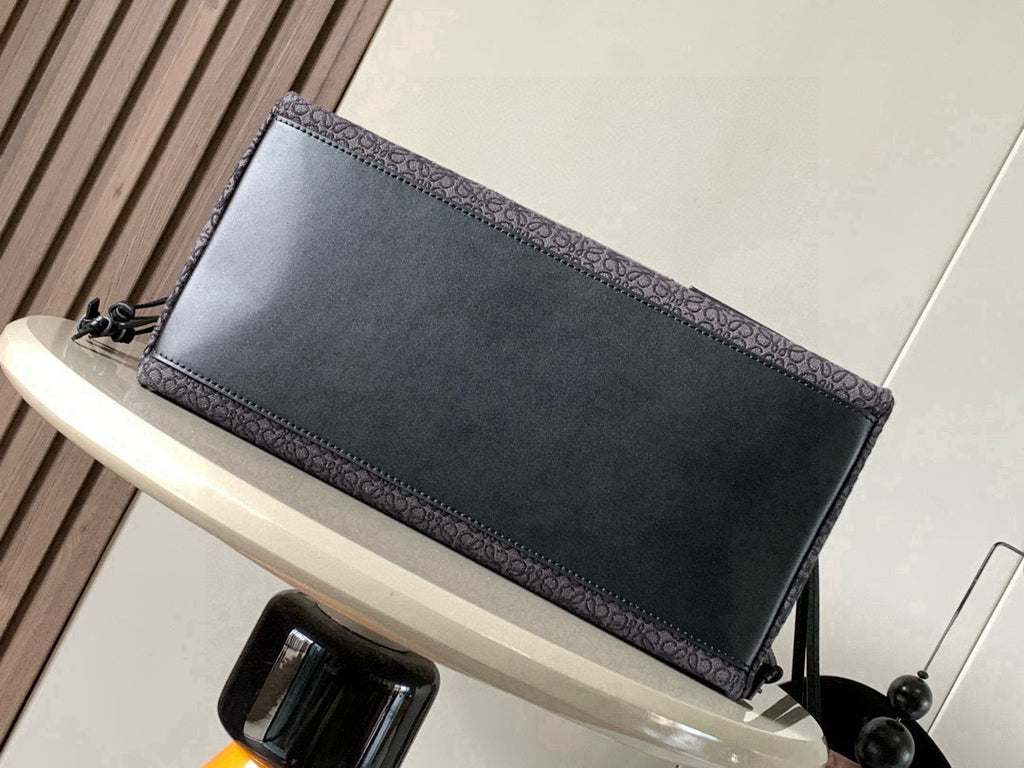 Loewe jacquard zip pouch bag with contrast trim and textured logo border