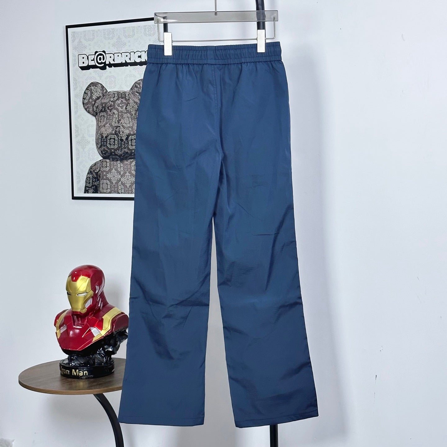 Prada pants in dark blue with elastic waist and relaxed straight legs