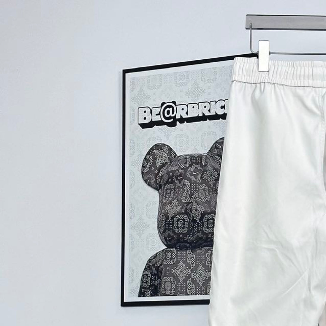 Prada white pants, elastic waistband with drawstring, straight leg