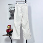 Prada white pants, relaxed straight leg, elastic waistband with drawstring