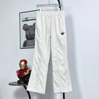 Prada white pants, elastic waistband, drawstring, wide legs, side pockets