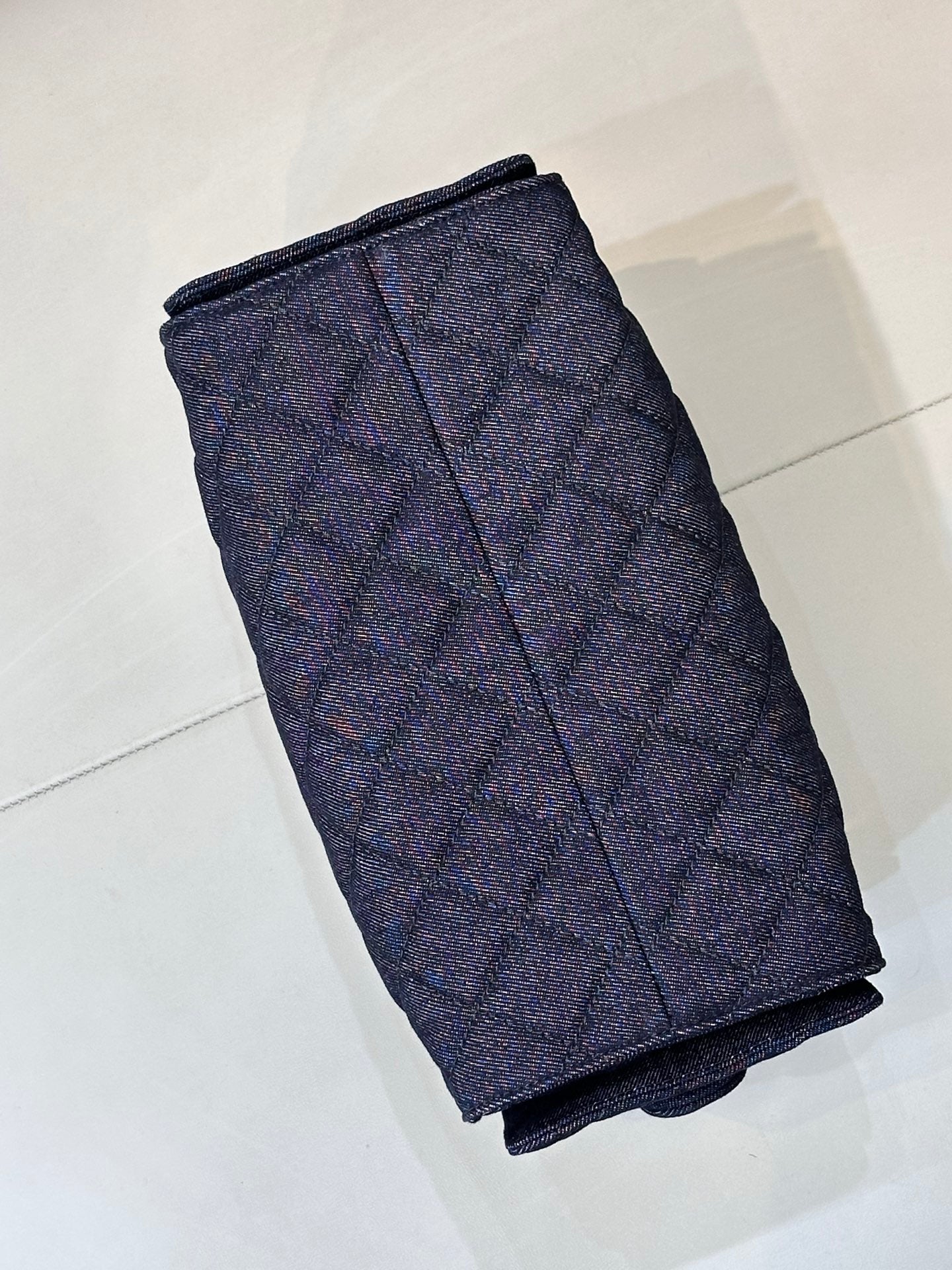 Chanel quilted dark blue bag panel with vertical seam