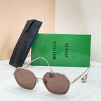 Bottega Veneta sunglasses with silver-tone frame and mauve-tinted lenses