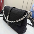 Gucci chain shoulder bag in black jacquard with front flap and metal clasp closure