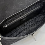 Gucci interior of black jacquard bag with zipper pocket and fabric lining