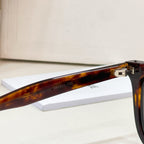 Celine sunglasses temple hinge and brown frame detail, with 'Made in Italy' marking.