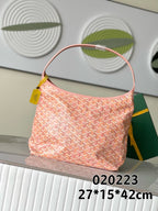 Goyard pink monogram hobo shoulder bag with top handle and adjustable strap