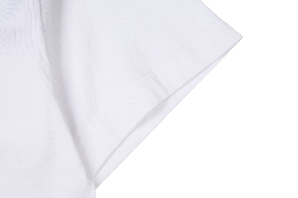 Givenchy white T-shirt sleeve and side seam close-up