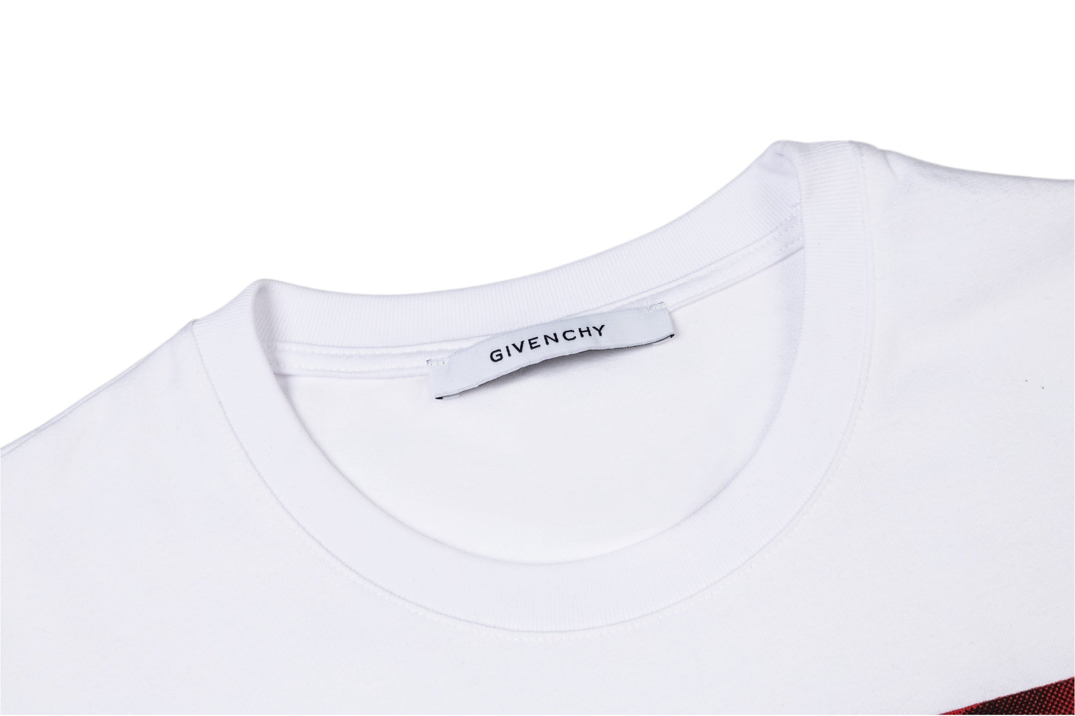 Givenchy white T-shirt neckline with brand tab label