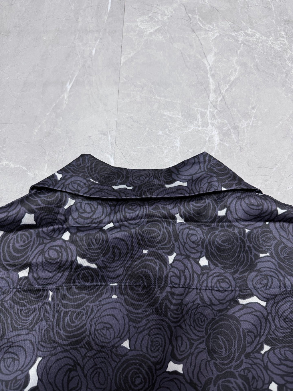 Givenchy rose-print shirt back yoke with draped collar and central seam
