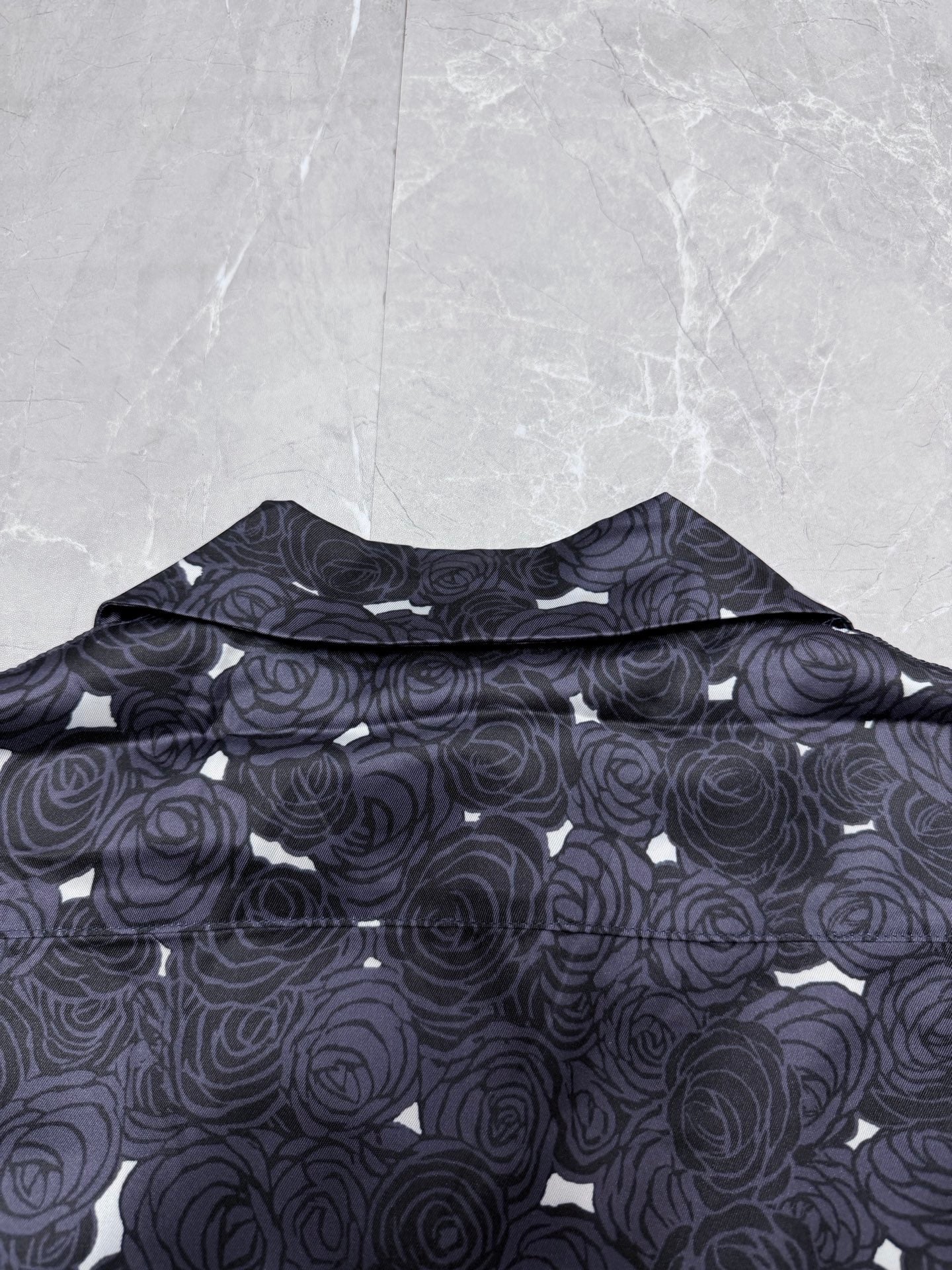 Givenchy rose-print shirt back yoke with draped collar and central seam