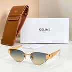 Cat-eye sunglasses with gradient lenses and gold-tone frame, light temples