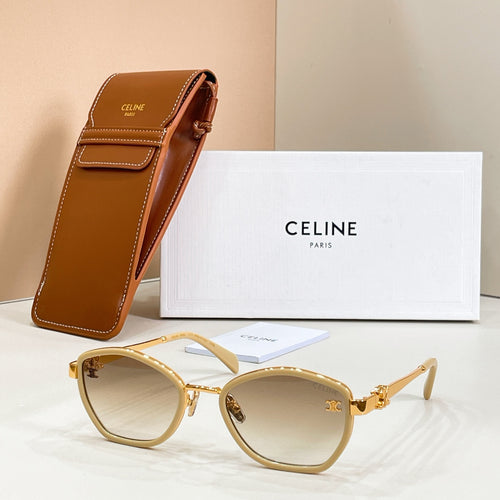 Celine light gold sunglasses with round lenses and gold-tone bridge hardware