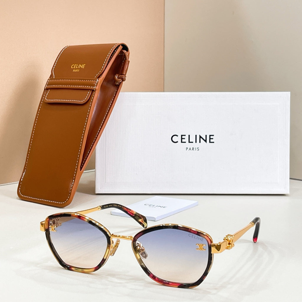 Celine tortoise-pattern sunglasses with dark lenses and gold-tone details