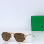 Bottega Veneta sunglasses, cream frames with brown lenses and gold-tone hinges