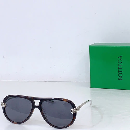 Bottega Veneta sunglasses with dark tortoiseshell frames and charcoal lenses, silver hardware