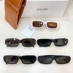 Celine sunglasses collection with multiple frames, including white and black pairs