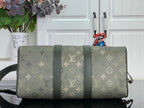 Louis Vuitton monogram tote bag, dark green with wide center panel and side straps