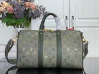 Louis Vuitton monogram tote bag, dark green front view with gold-tone zipper pull