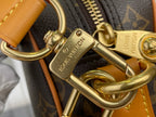 Louis Vuitton monogram bag D-ring and gold-tone hook with tan leather strap