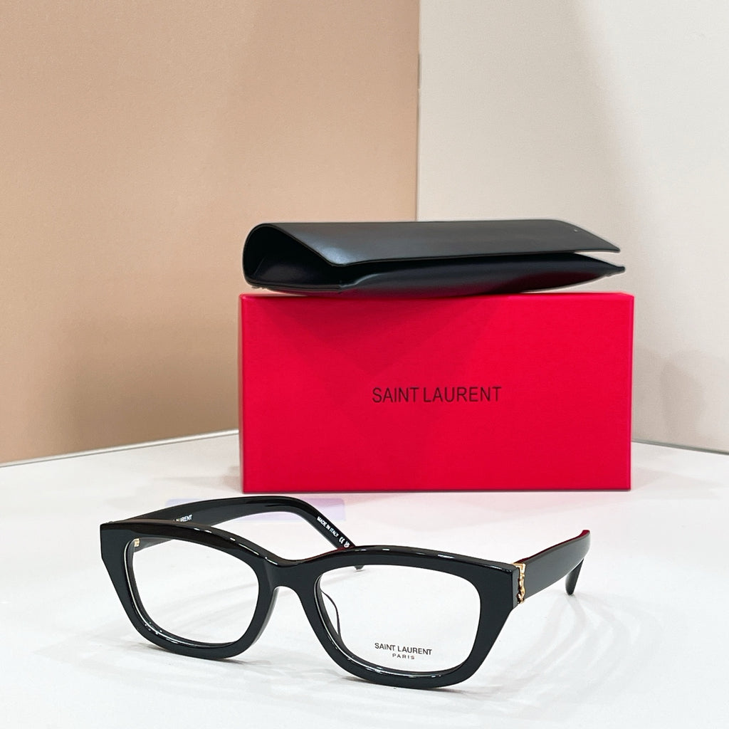Black full-rim sunglasses with clear nose pads and dark lenses, side view