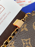 Louis Vuitton small bag side panel with gold chain links and leather strap