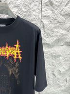 Balenciaga dark short-sleeve T-shirt with left chest logo print