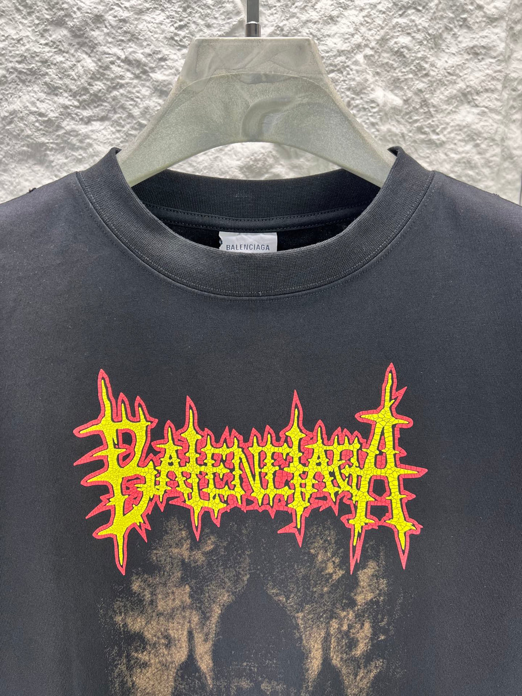 Balenciaga dark short-sleeve T-shirt with crew neck and logo graphic