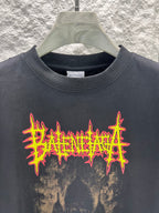 Balenciaga dark short-sleeve T-shirt with crew neck and logo graphic