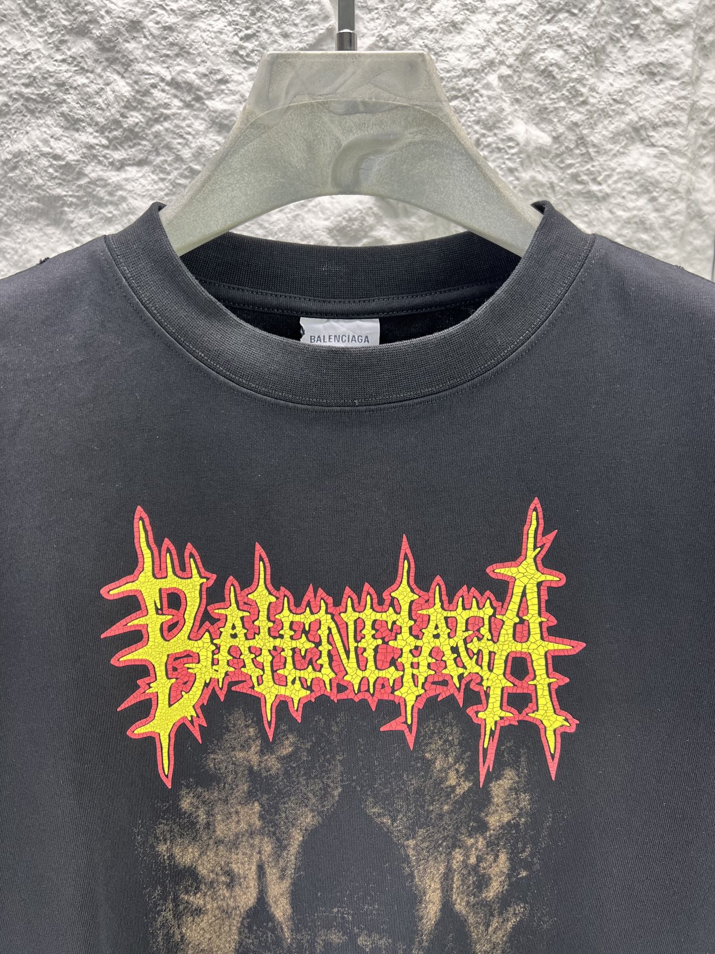 Balenciaga dark short-sleeve T-shirt with crew neck and logo graphic
