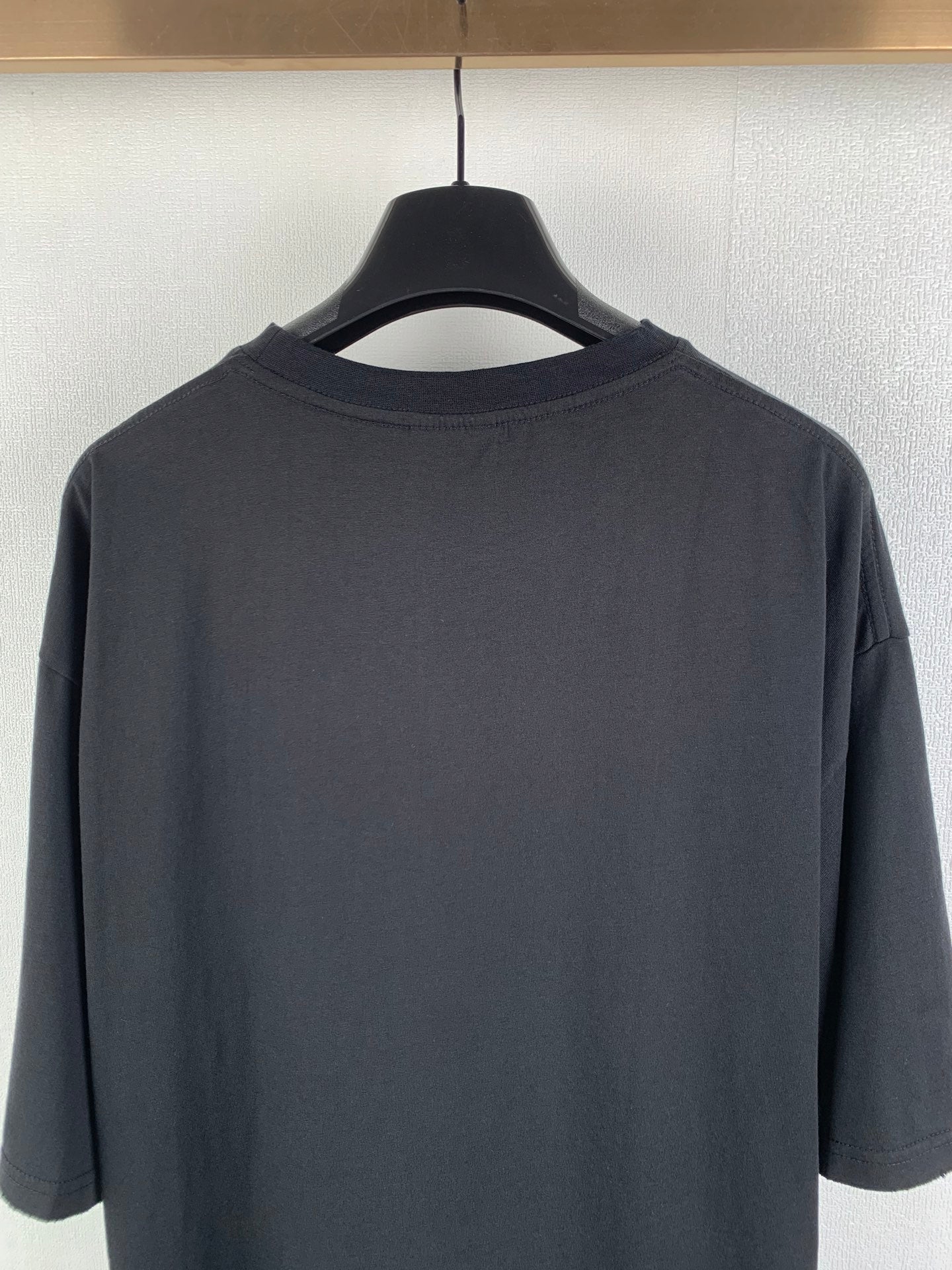 Balenciaga black T-shirt back view, crew neck, short sleeves