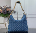 Louis Vuitton monogram hobo bag in blue with gold-tone chain handles