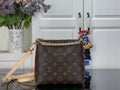 Louis Vuitton monogram shoulder bag, dark brown with gold hardware and long strap