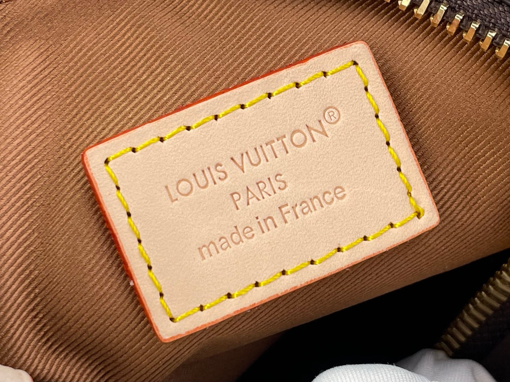Louis Vuitton Paris label on monogram bag, made in France