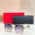 YSL glasses, dark blue frames with gold bridge and side logo detail