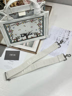 Dior tote bag with long light gray strap and embroidered front panel