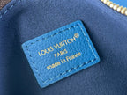 Louis Vuitton Paris made in France label on blue leather lining