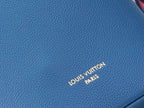 Blue pebbled leather bag panel with Louis Vuitton Paris logo