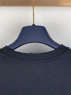 Navy short-sleeve T-shirt collar view