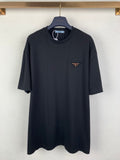Navy short-sleeve T-shirt with Prada triangle chest logo