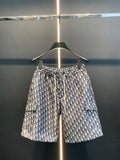 Dior monogram print shorts with elastic waistband, blue and cream