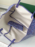 Goyard tote bag open interior view with beige lining and matching pouch