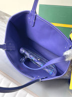Goyard tote bag interior in blue with zip pocket and adjustable strap