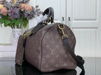 Louis Vuitton monogram satchel bag with top handles and crossbody strap