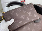 Louis Vuitton bag front panel in brown monogram leather with side button clasp
